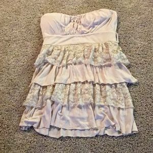 ✨Lace & Sequin Gold Strapless Top